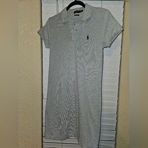 Polo Ralph Lauren The Mesh Mini Dress Gray Preppy Active Polo Dress Women sz XS